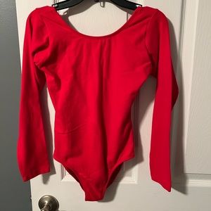 Red long sleeve leotard